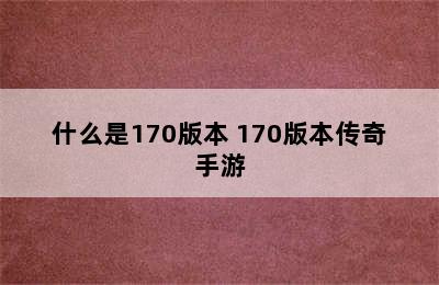 什么是170版本 170版本传奇手游